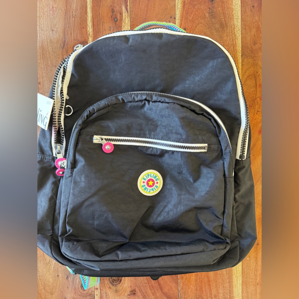 Black Kipling Backpack with Colorful Accents NWT